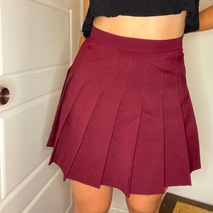 American Apparel Maroon Pleated Tennis Skirt